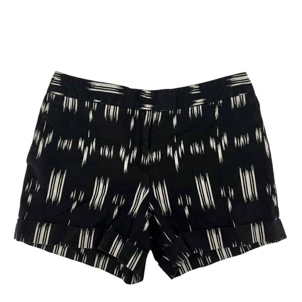 Derek Lam 10 Crosby Linen Shorts Size 4 Black Patterned Bohemian Classic Cuffed